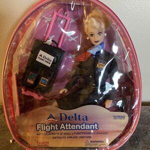 Delta Flight Attendant Fashion Doll New With Pink And Clear Backpack NIP
